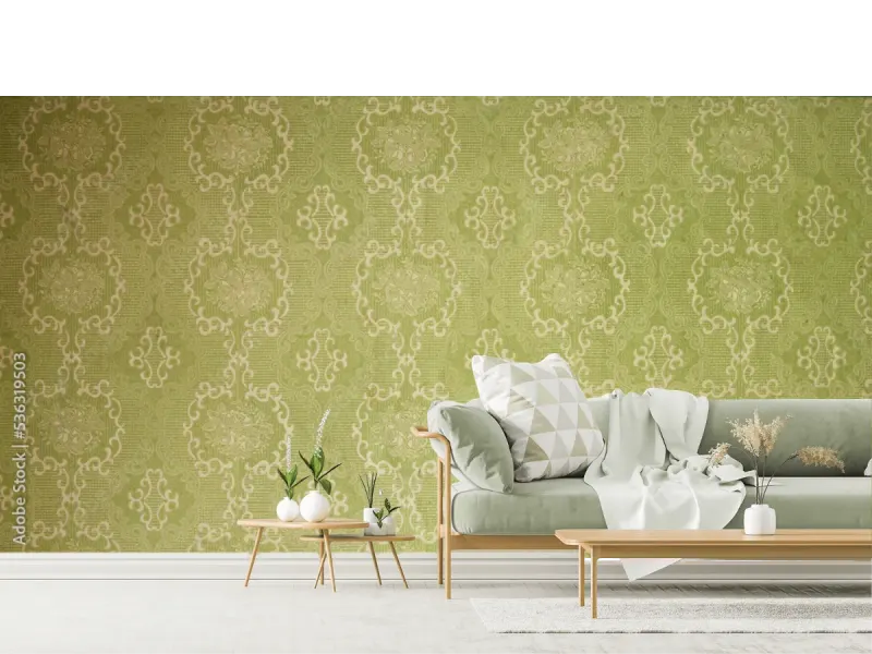 Mural Verde Nostalgia Arabescos – Fotomural Decorativo para Pared