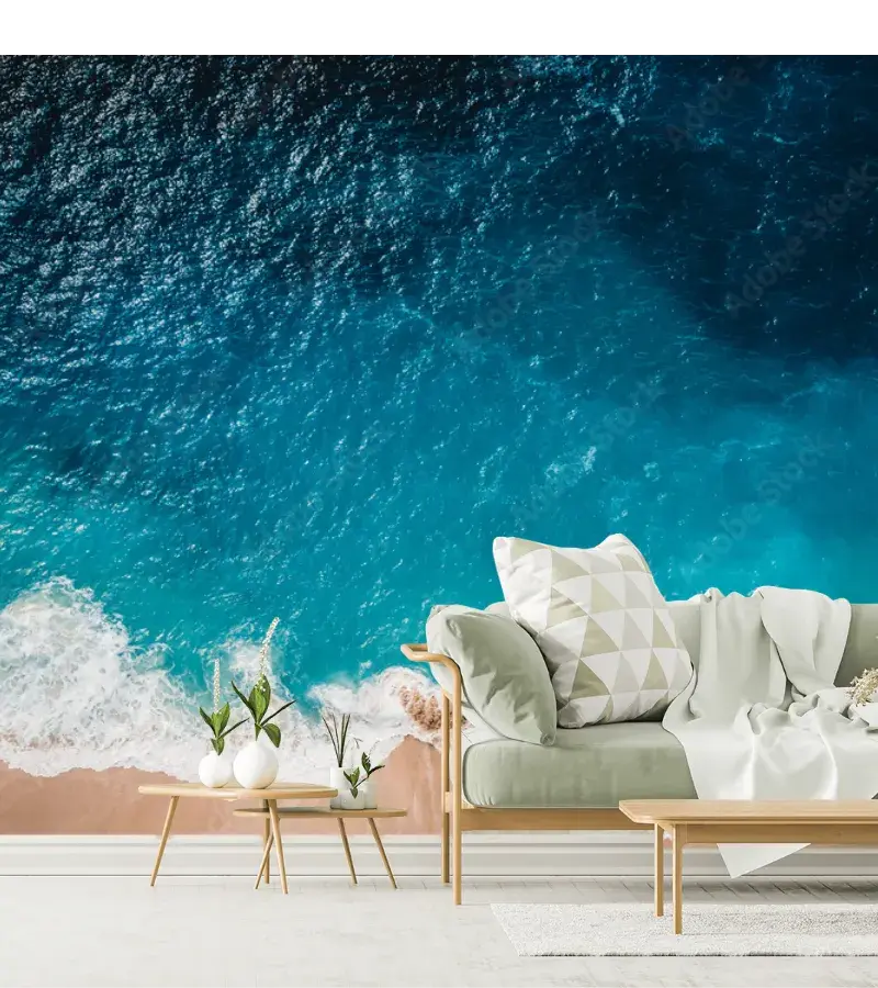 Mural Costa Azul Inspiración Oceánica para Decoración de Sala y Recámara