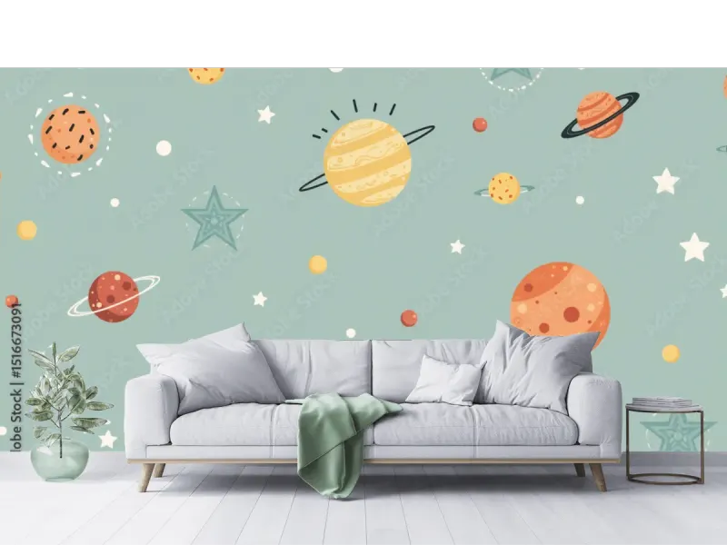 Mural Espacial Galaxia Infantil – fotomural decorativo pared vinil/papel tapiz