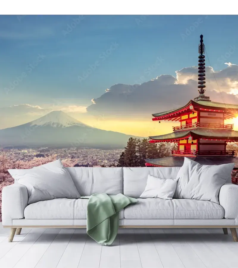Mural Sakura Fuji Amanecer – Fotomural Vinil Arquitectónico