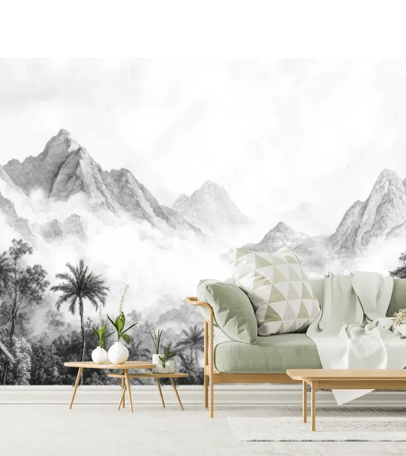Mural Niebla Mística Montañas – Fotomural Decorativo Vinil o Papel Tapiz