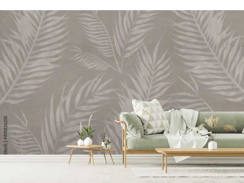Mural Palmera Sutil Gris para Decoración de Sala y Recámara
