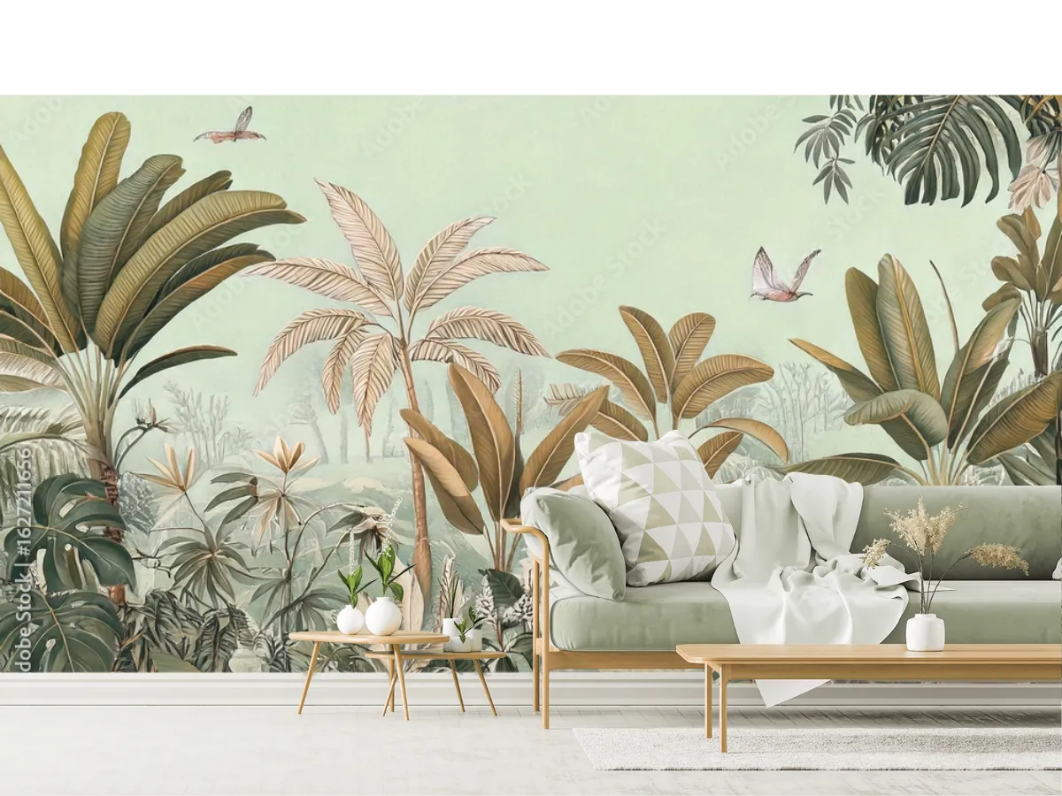 Mural Tropical Travesía Serena en Vinil Arquitectónico y Papel Tapiz