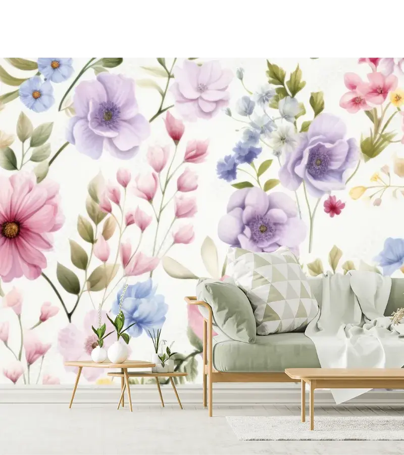 Mural Floral Encantado – Fotomural Decorativo en Vinil o Papel Tapiz