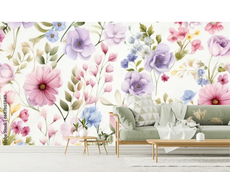 Mural Floral Encantado – Fotomural Decorativo en Vinil o Papel Tapiz