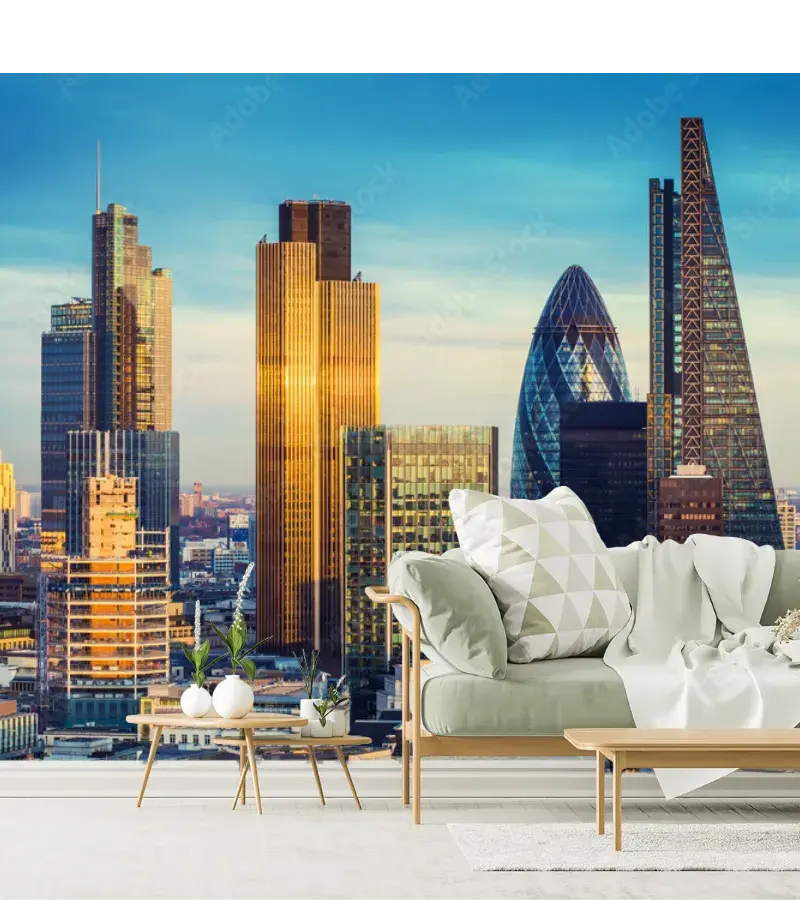 Mural Skyline Dorado Londres – Fotomural decorativo personalizable