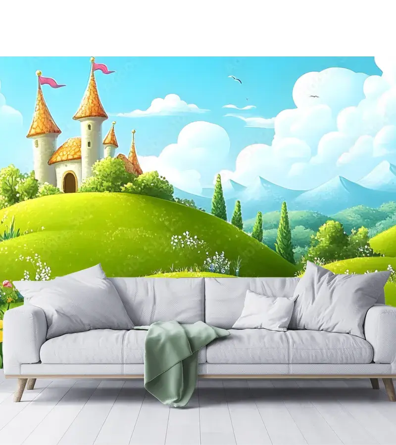 Mural Castillo de Ensueño en Primavera para Pared - Vinil, Texturizado, Contract