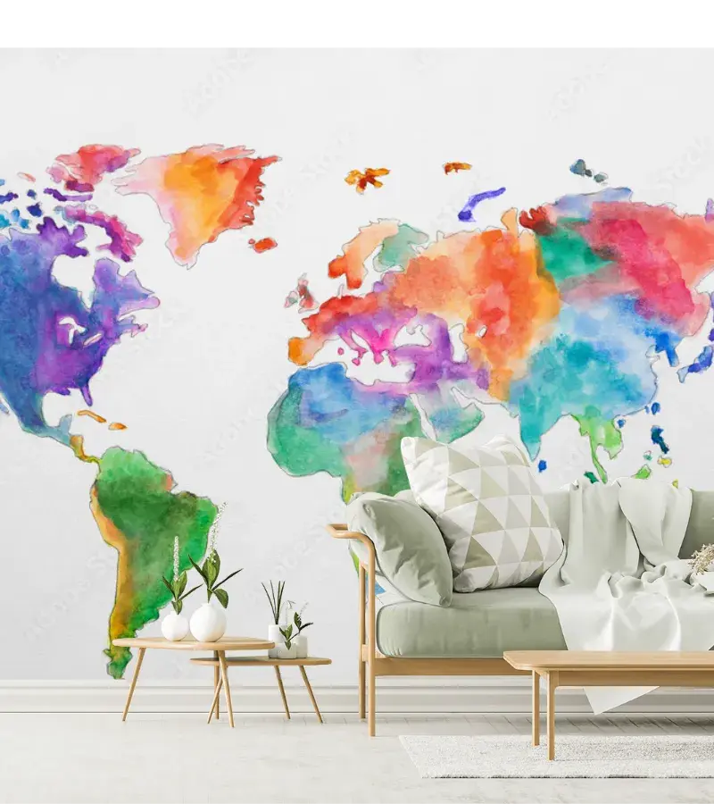Papel tapiz mapa mundial acuarela – Viaja sin salir de casa