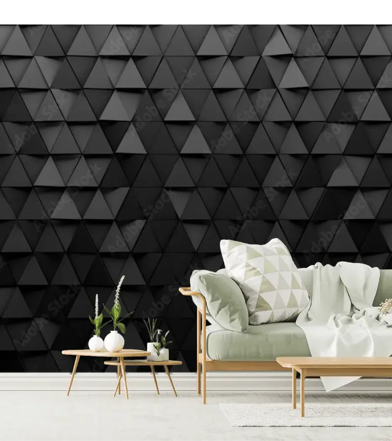 Mural Geométrico Nocturno en Vinil Arquitectónico para decoración de sala o recámara
