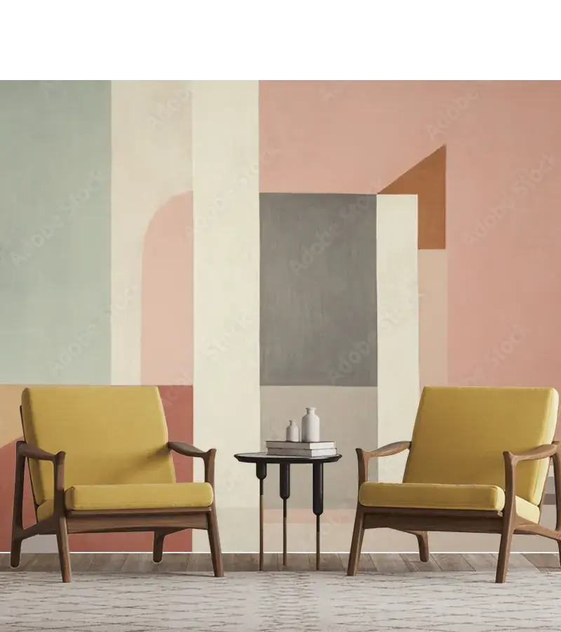 Mural Geometría Suave para Decoración Moderna - Vinil, Tapiz o Contract