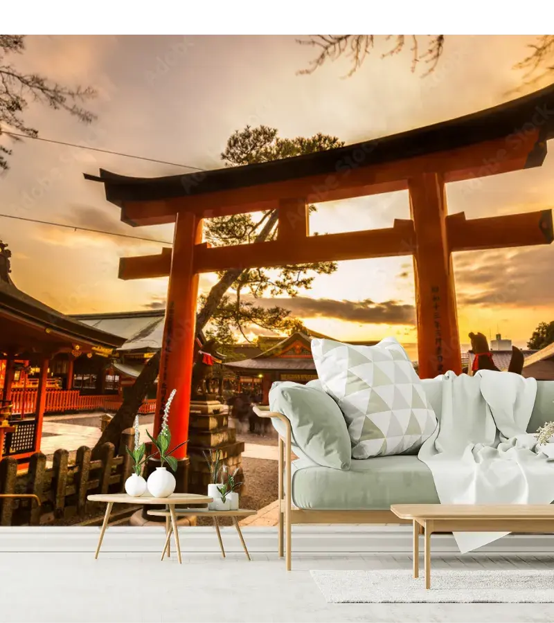 Mural Torii Amanecer Zen para sala y recámara, fotomural decorativo premium