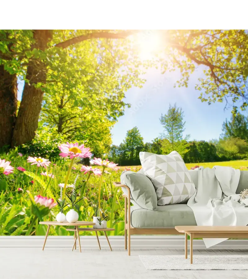 Mural Jardín de Luz – Fotomural Decorativo Primavera en Vinil o Papel Tapiz