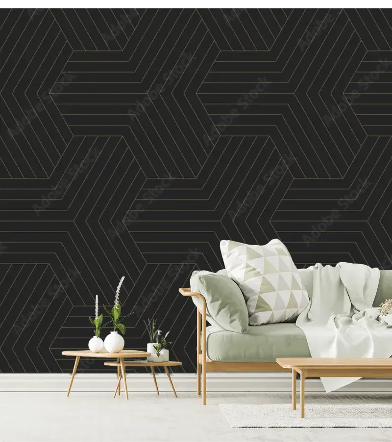 Mural Hexágonos Elegantes para Decoración de Sala – Vinil Arquitectónico o Papel Tapiz