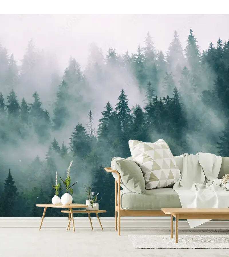 Mural Bosque Encantado Neblina – fotomural para decoración de sala y recámara