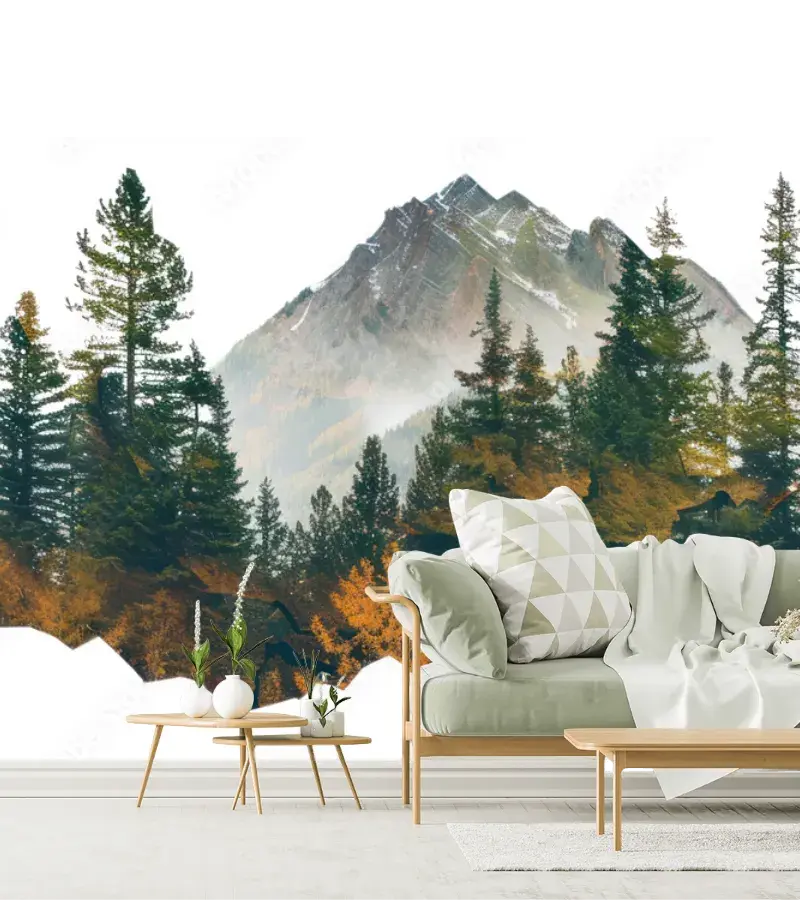Mural Bosque Inspiración Alpina Fotomural para Sala, Recámara u Oficina