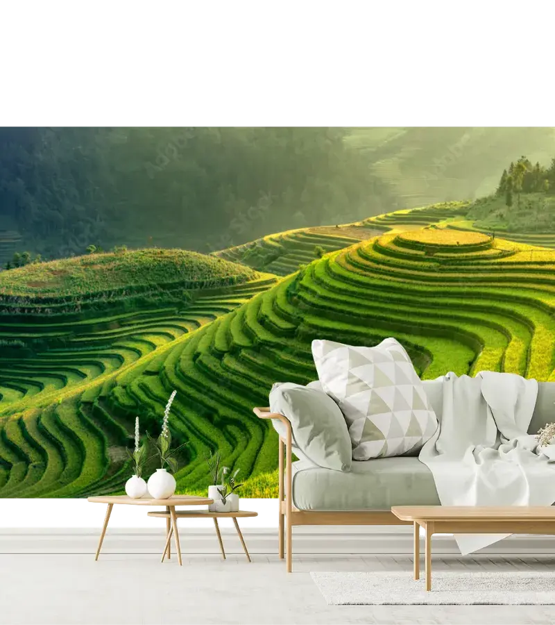 Mural Terraza de Arroz Esmeralda para decoración de sala