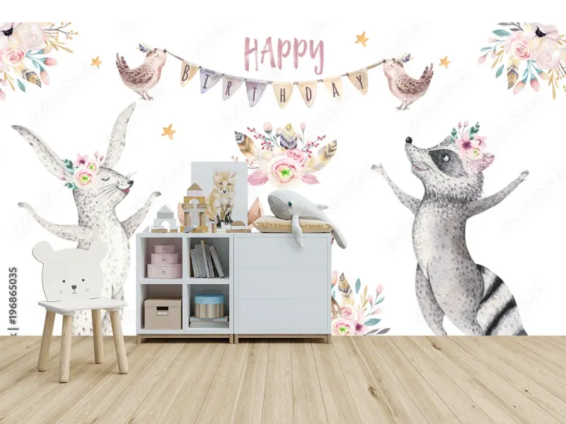 Mural Bosque Celebración Animal - Fotomural Decorativo Vinil o Papel Tapiz