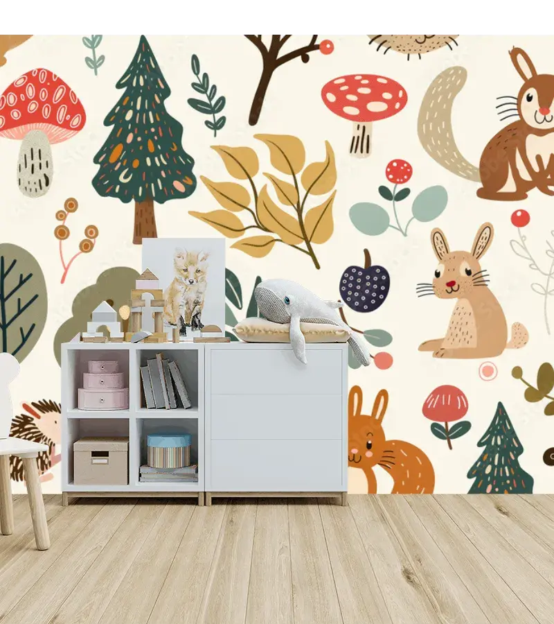 Mural Bosque Encantado Infantil - Fotomural para Niños en Vinil o Tapiz