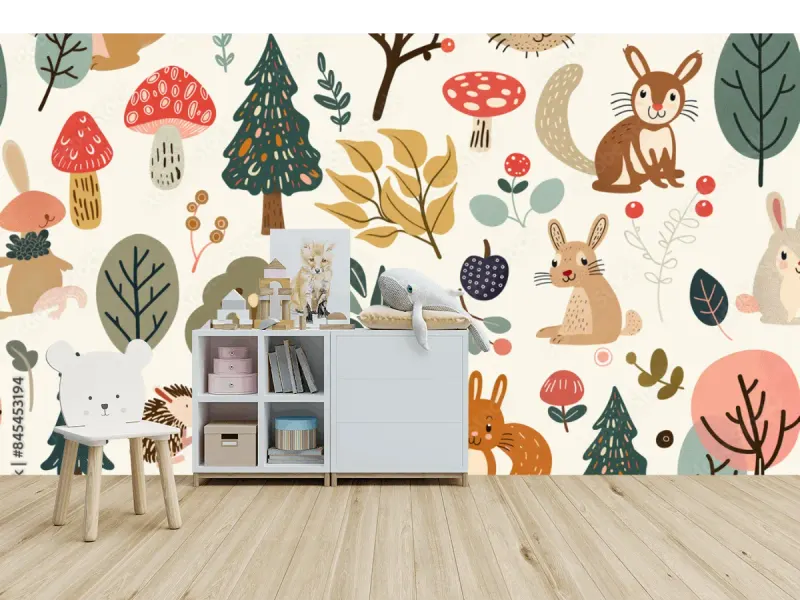 Mural Bosque Encantado Infantil - Fotomural para Niños en Vinil o Tapiz