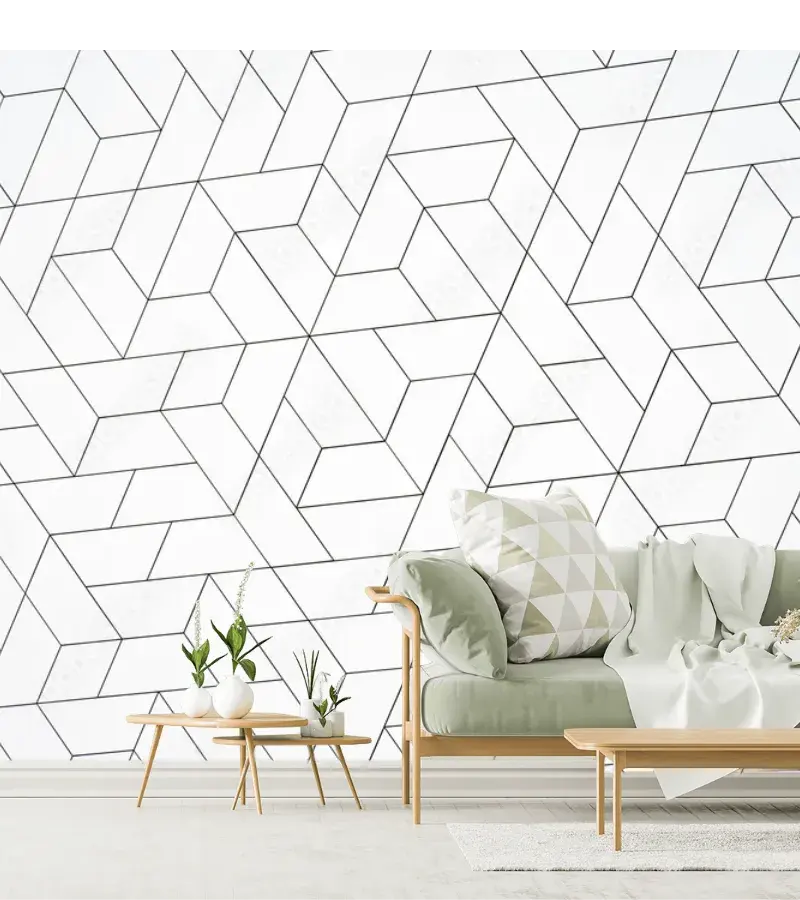 Mural Geométrico Prisma Minimalista para pared, Vinil Arquitectónico o Tapiz