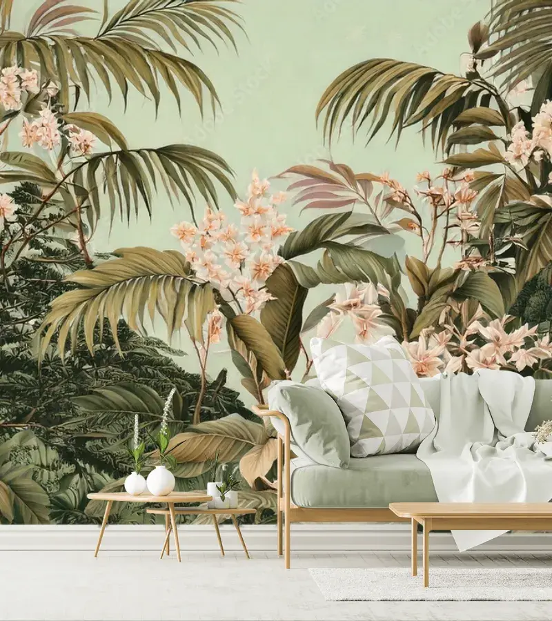Mural Oasis Tropical de Ensueño para Pared - Fotomural Decorativo en Vinil o Papel Tapiz