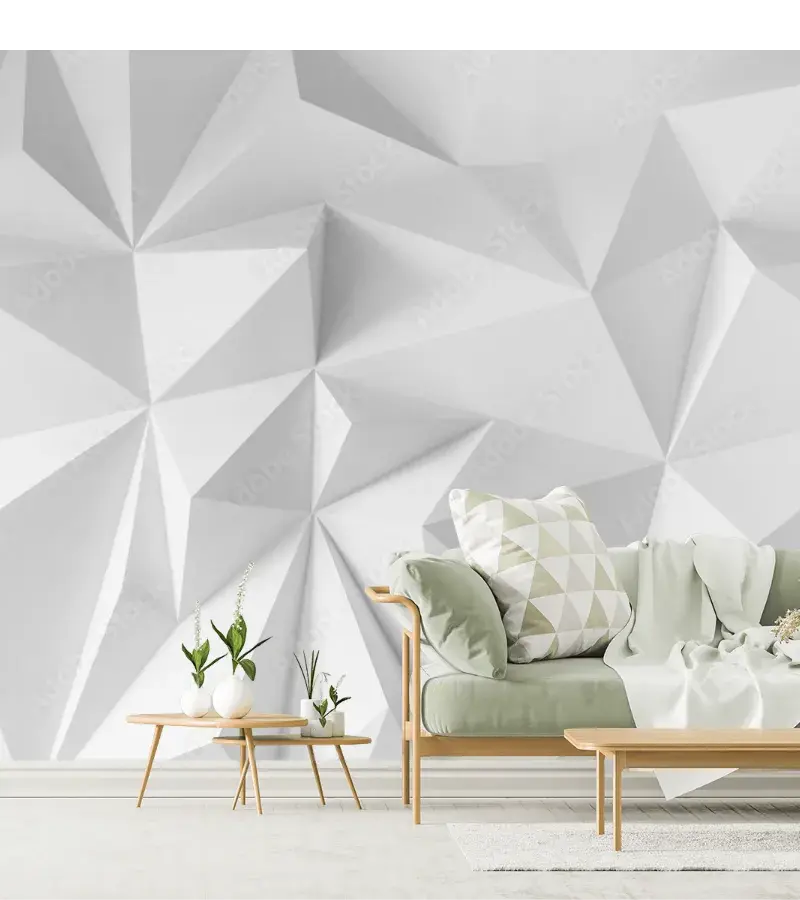 Mural Geométrico Prisma Blanco - Fotomural Decorativo para Pared