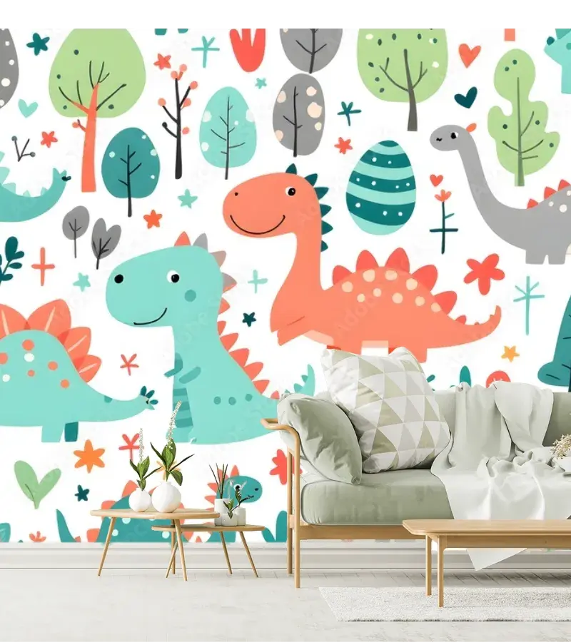 Fotomural Mural DinoAventura Infantil para Niños