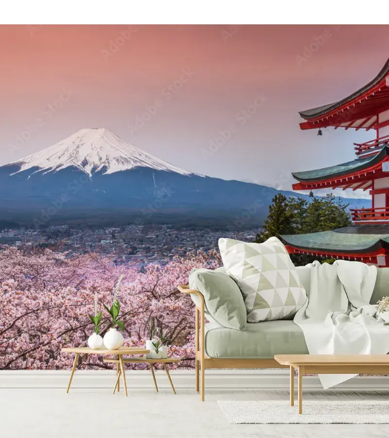 Mural Sakura Fuji Esencia Japonesa en Vinil o Tapiz
