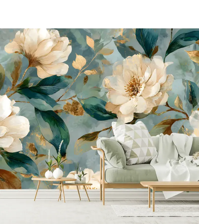 Mural Magnolia Dorada Esplendor - Fotomural Decorativo Premium Sala