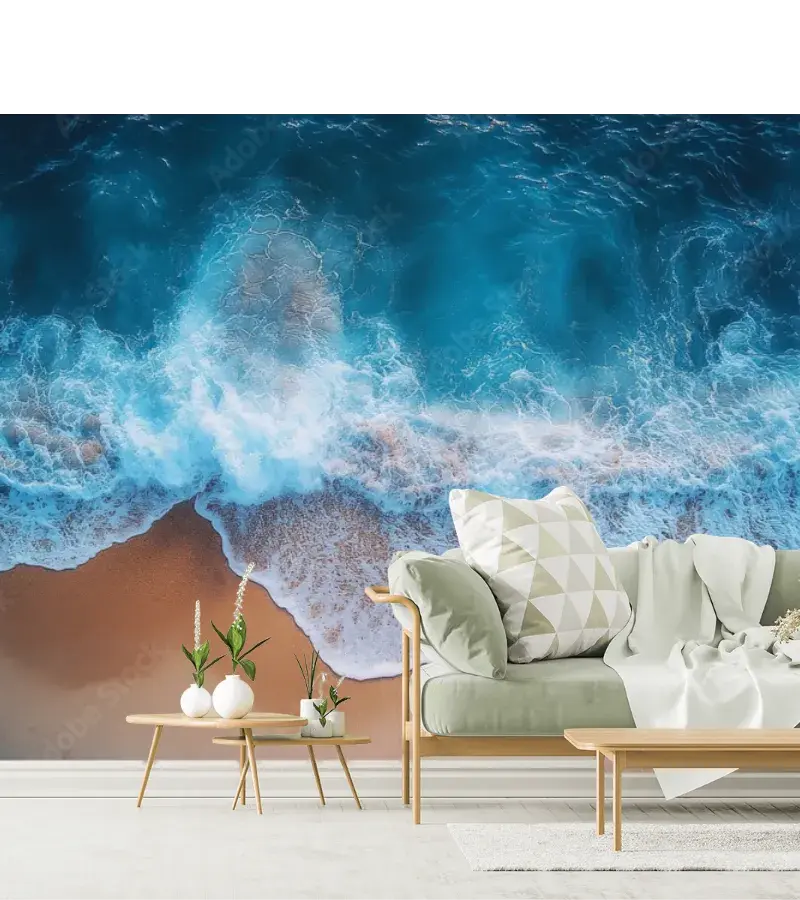 Mural Horizonte Azul Océano para Sala - Fotomural Decorativo en Vinil o Papel Tapiz