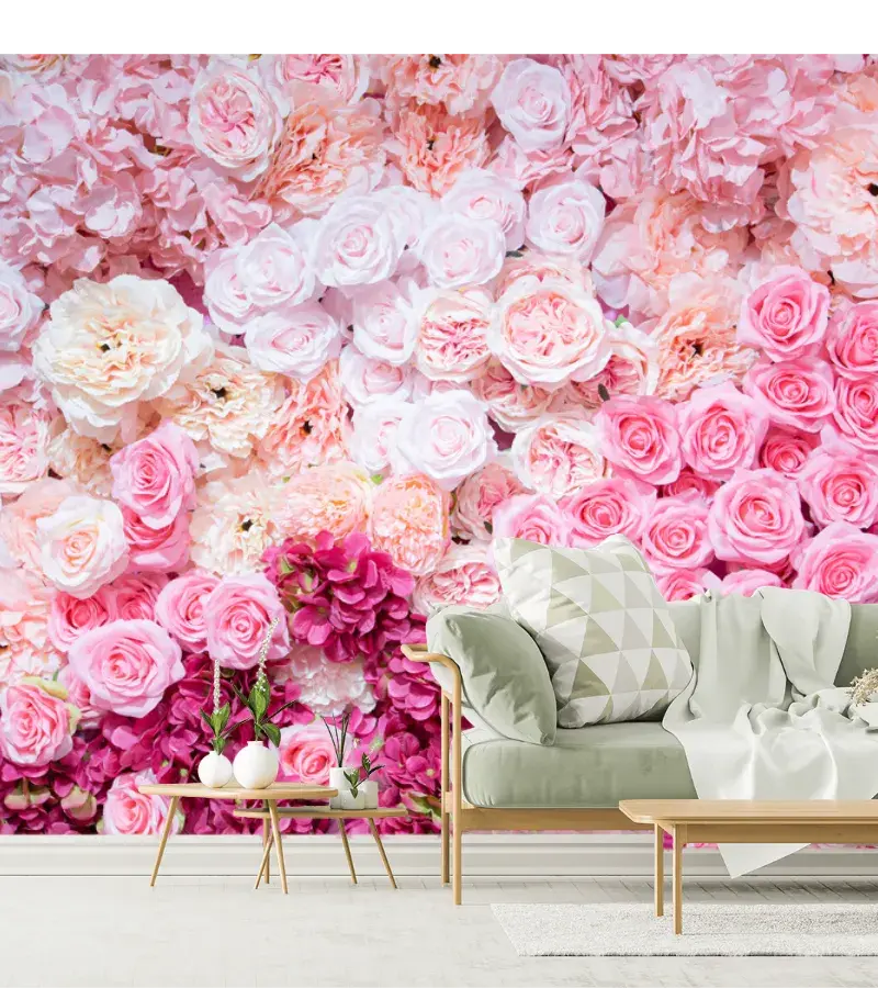 Mural Enso Floral Rosado para decoración de sala o recámara