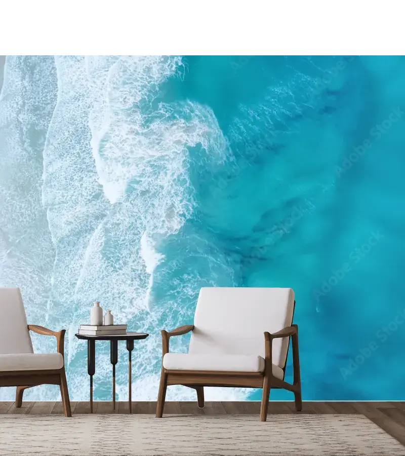 Mural Mar Turquesa Serena para Decoración de Sala - Vinil o Tapiz