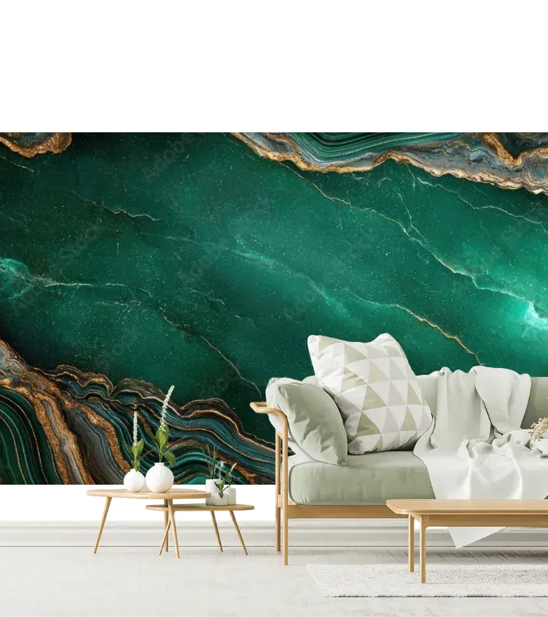 Mural Esmeralda Profunda - Fotomural decorativo para sala en vinil arquitectónico o papel tapiz
