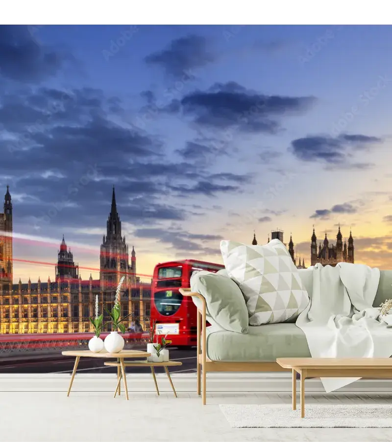 Mural Londres Nocturno Big Ben Vinil Arquitectónico Fotomural Decorativo