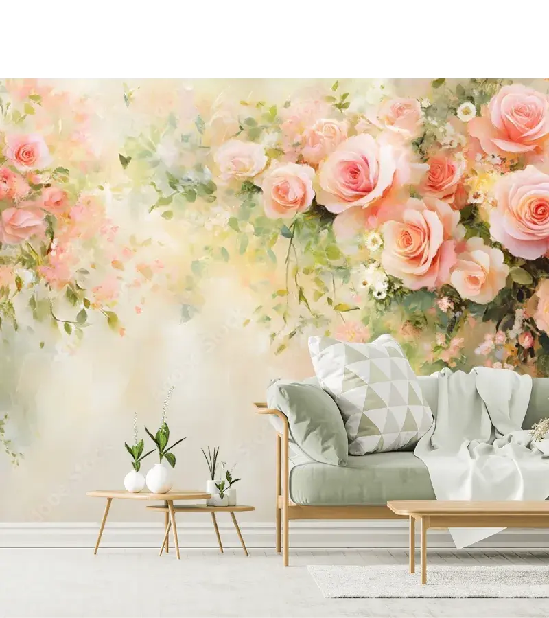 Mural Rosas Eternas en Vinil Arquitectónico Fotomural Decorativo