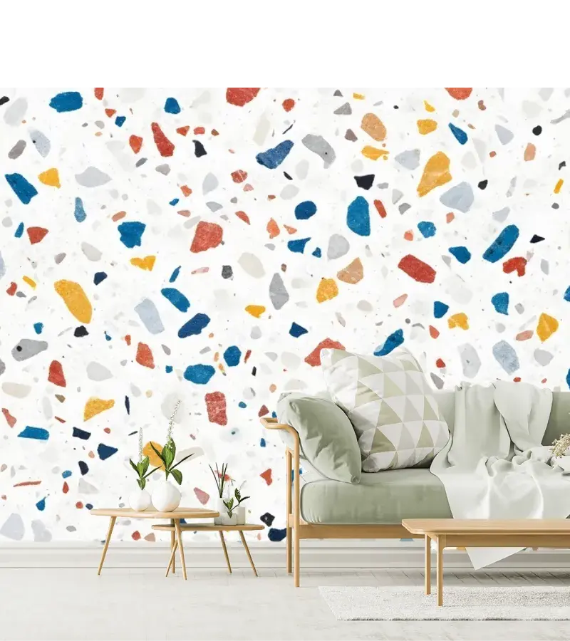 Mural Terrazzo Fiesta Moderna para Decoración de Pared – Vinil, Tapiz o Contract