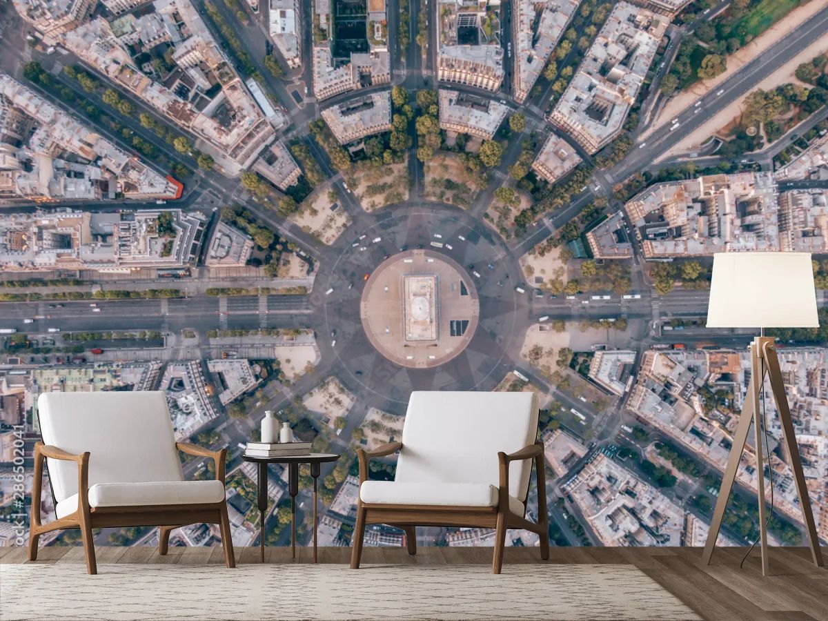 Mural Modelo París Radiante Vinil Arquitectónico para Decoración de Sala