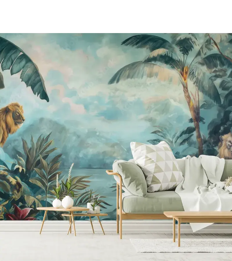 Mural Modelo Selva Majestuosa Leones - Fotomural Decorativo Vinil