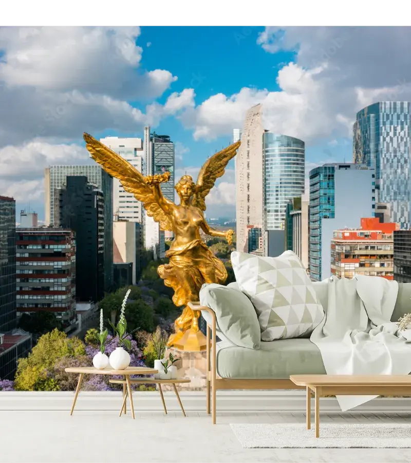 Mural Ángel Dorado Reforma – Fotomural Decorativo Personalizado