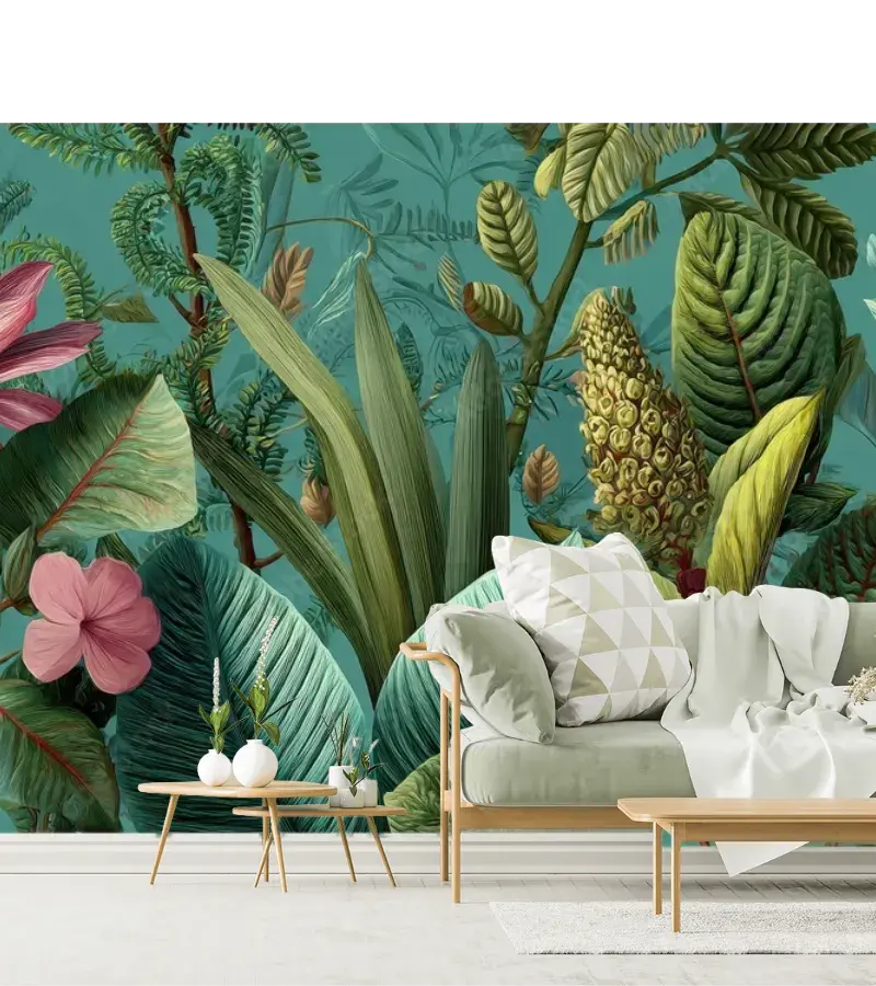 Mural Botánico Exuberante Selva Tropical para Pared
