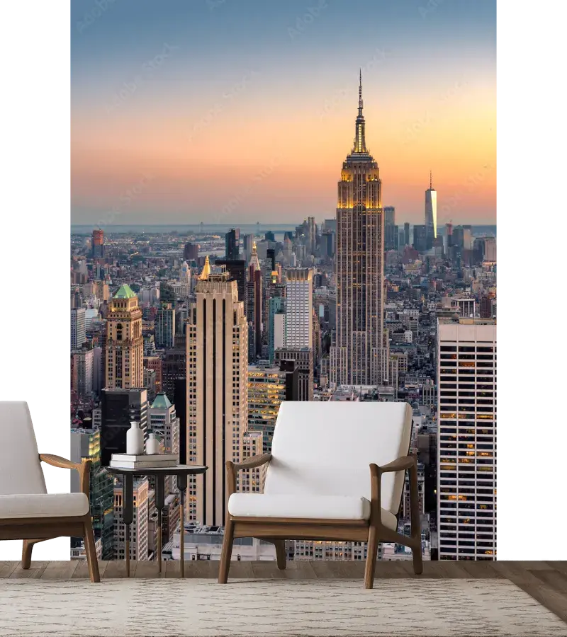 Mural Skyline Atardecer Neoyorquino Fotomural Personalizable