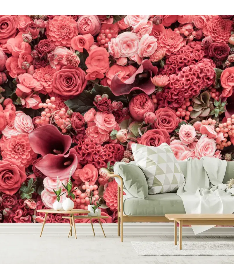 Mural Jardín de Rosas Encantadas para sala y recámara - Vinil, Papel Tapiz, Contract