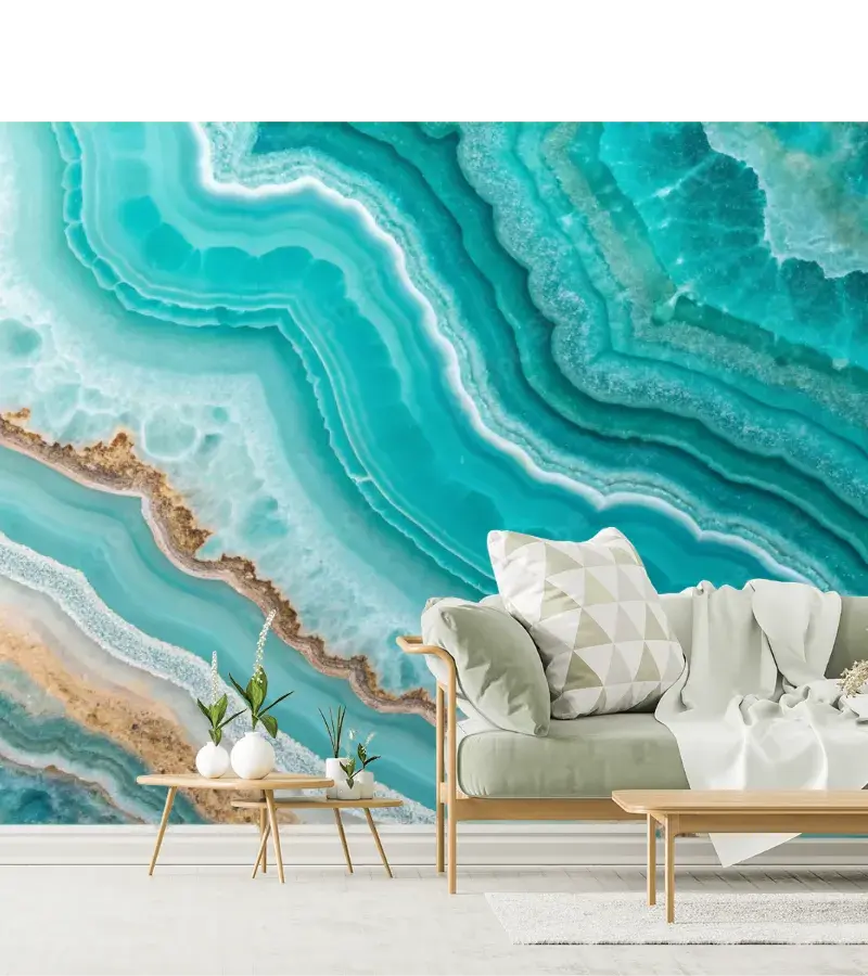 Mural Esmeralda de Agua - fotomural abstracto para decoración mural, vinil o papel tapiz