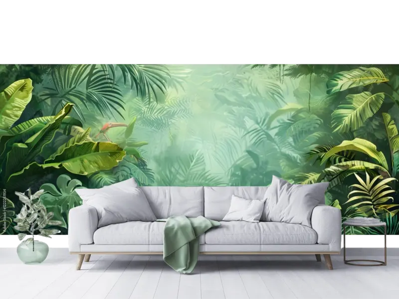 Mural Selva Mistica Tropical Vinil Arquitectónico | Fotomural Decorativo
