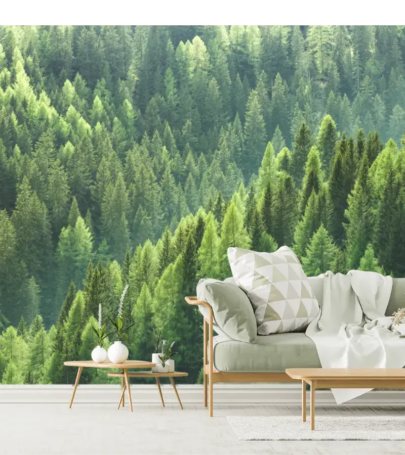 Mural Bosque Esmeralda – Fotomural Natural para Pared en Vinil o Papel Tapiz