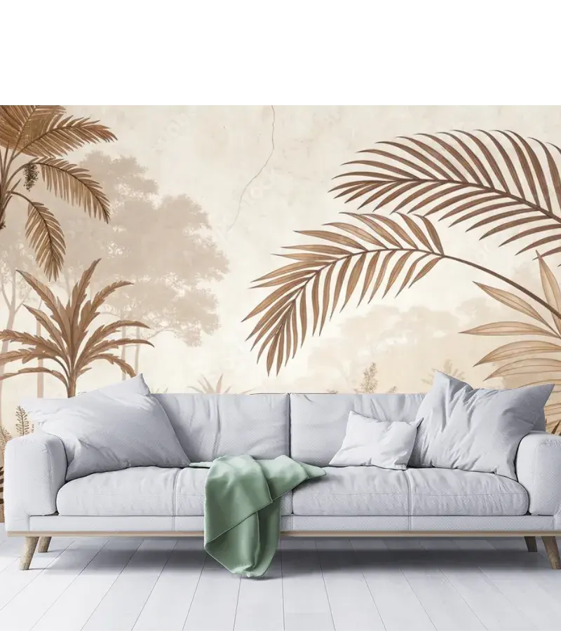 Mural Oasis Botánico Beige – mural de pared para sala y recámara
