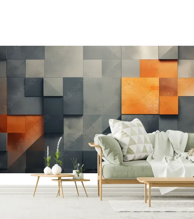 Mural Geométrico Urban Glow Vinil o Tapiz Decorativo