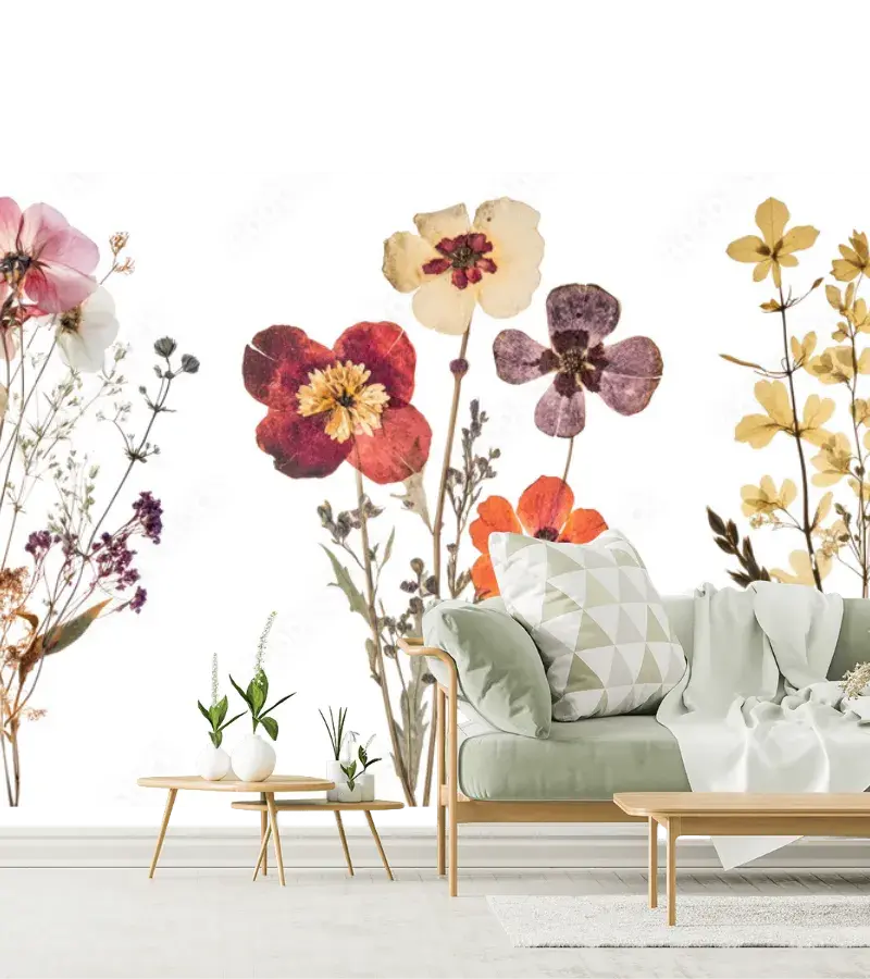 Mural Flores Eternas en Papel Tapiz Decorativo para Sala