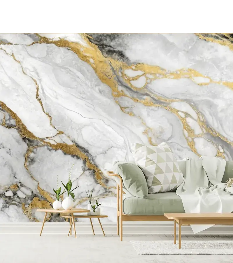 Mural Mármol Dorado Elegancia Suprema para Decoración de Sala y Oficina