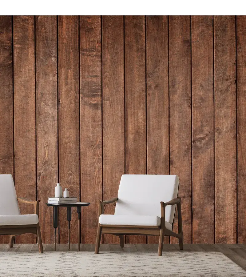 Mural Wood Essence Café Oscuro decorativo para pared sala o recámara